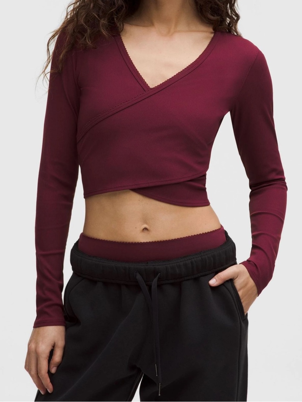 Lululemon Nulu Ribbed Wrap-Front Long-Sleeve Shirt *Heart